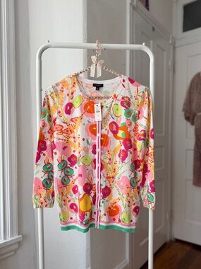 NWT Talbots Petite Charming Cardigan in Abstract Floral Small